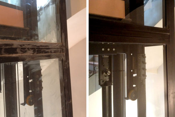 Pulitura ascensori in vetro Parma, prima e dopo
