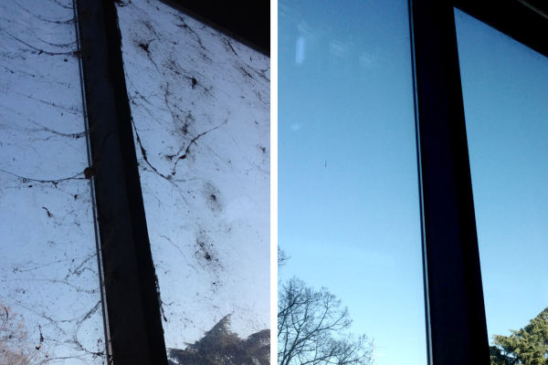 Pulitura vetrate Parma, prima e dopo